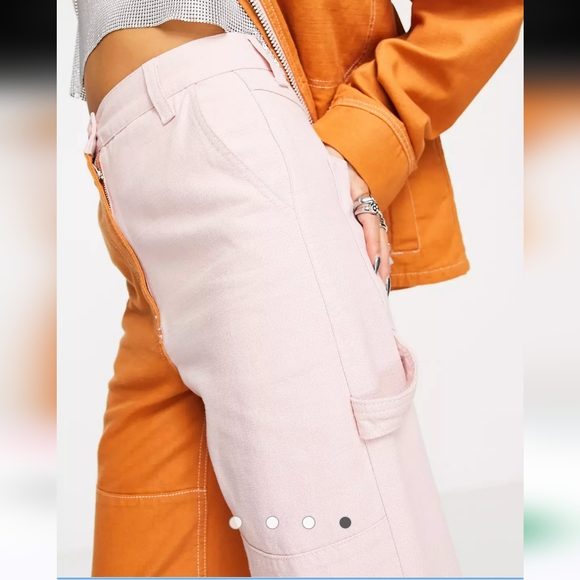 Topshop Color Block High Waist Straight Leg 100% Cotton  Zip Fly Jeans 4 - Picture 4 of 6